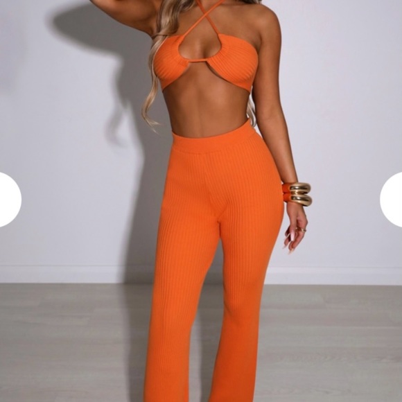 Babyboo bright Orange Kyana knit pant set - Picture 5 of 5